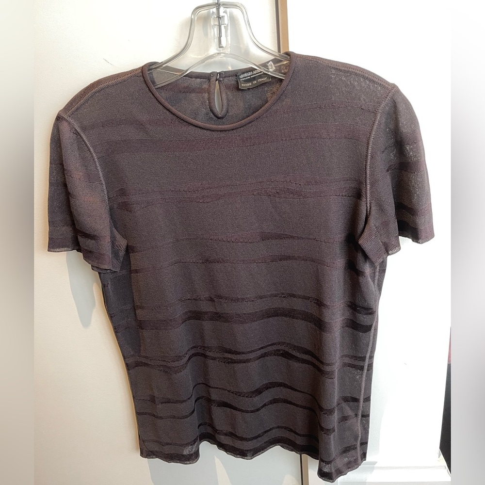 Dark brown short sleeve knit top